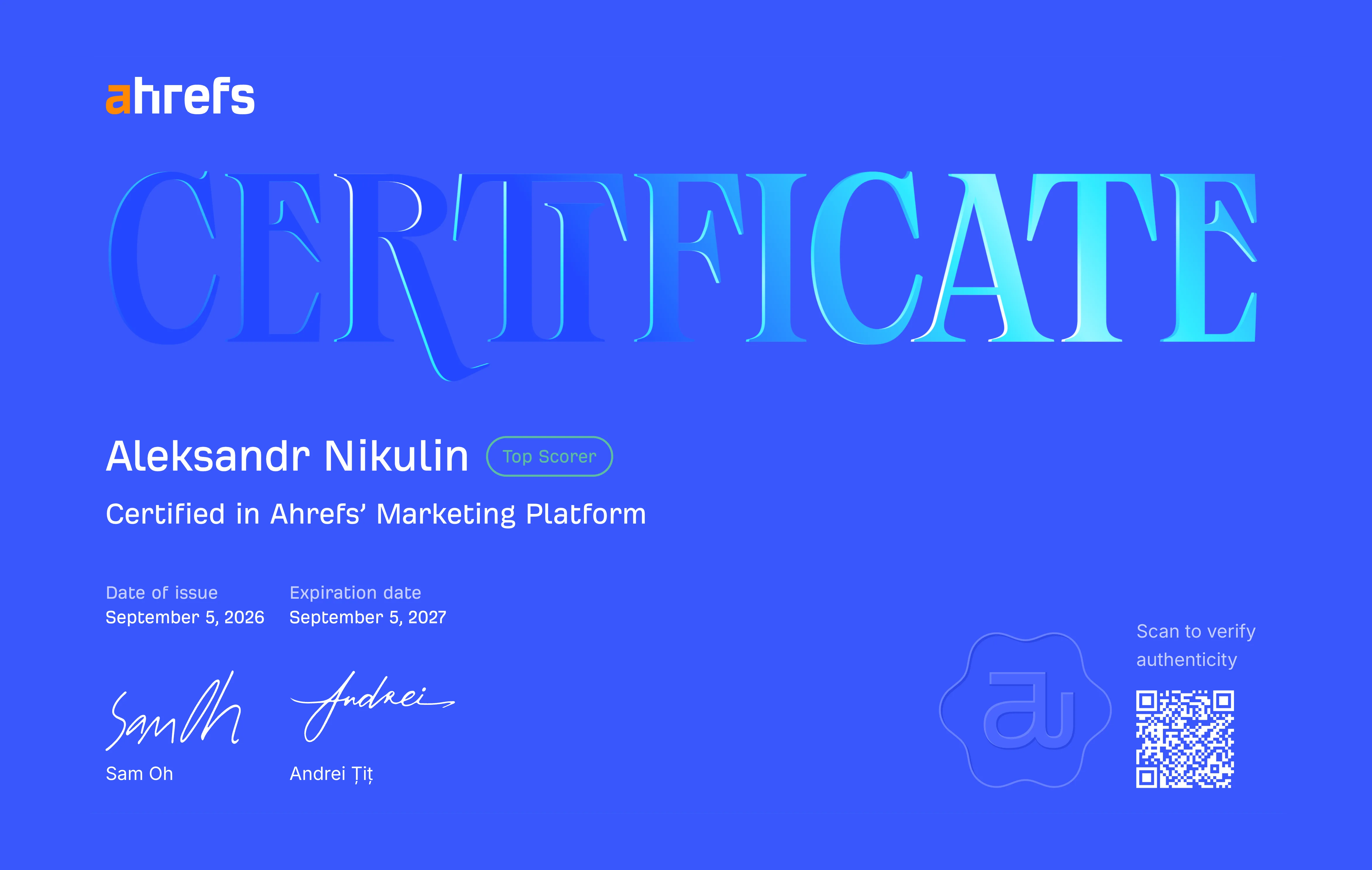 Ahrefs Academy: How to Use Ahrefs, Top Scorer (2026)