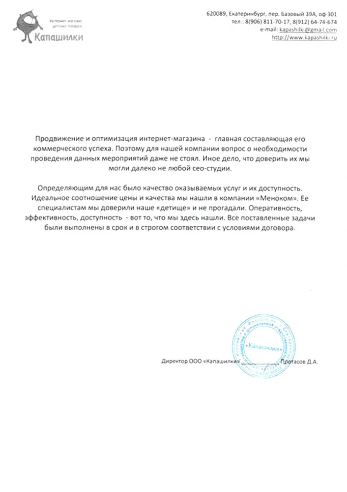 Капашилки — отзыв о продвижении сайта